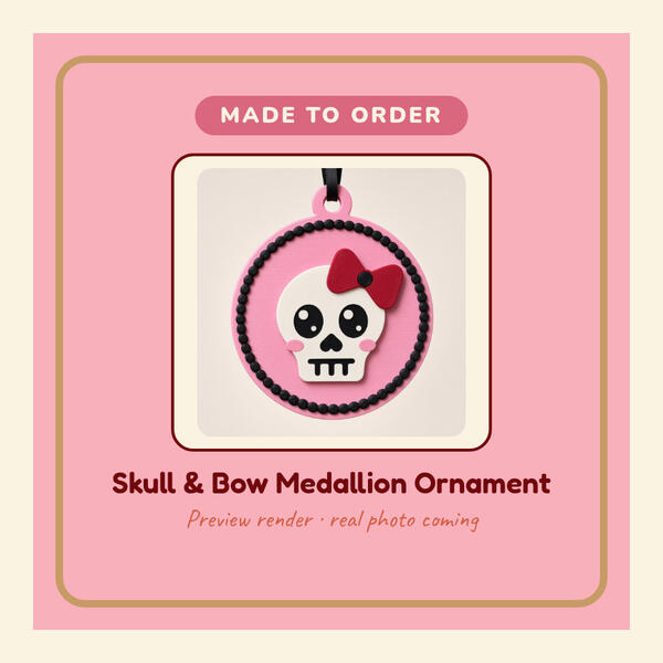 Preview render: Skull and Bow Medallion Ornament