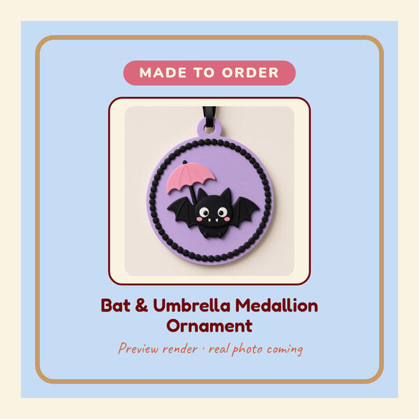 Preview render: Bat and Umbrella Medallion Ornament