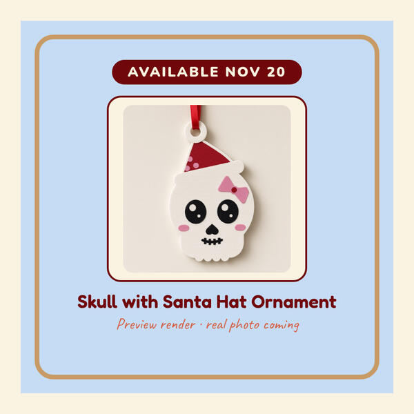 Preview render: Skull with Santa Hat Ornament
