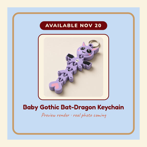 Preview render: Baby Gothic Bat-Dragon Keychain