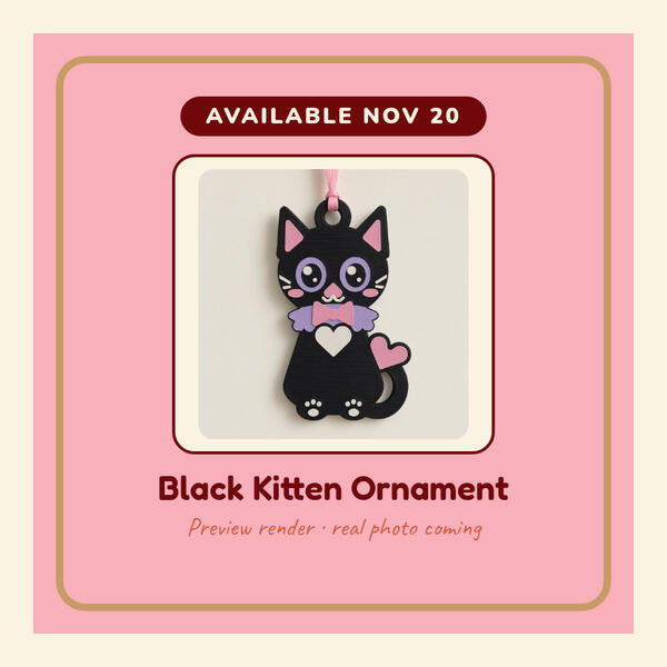 Preview render: Black Kitten Ornament